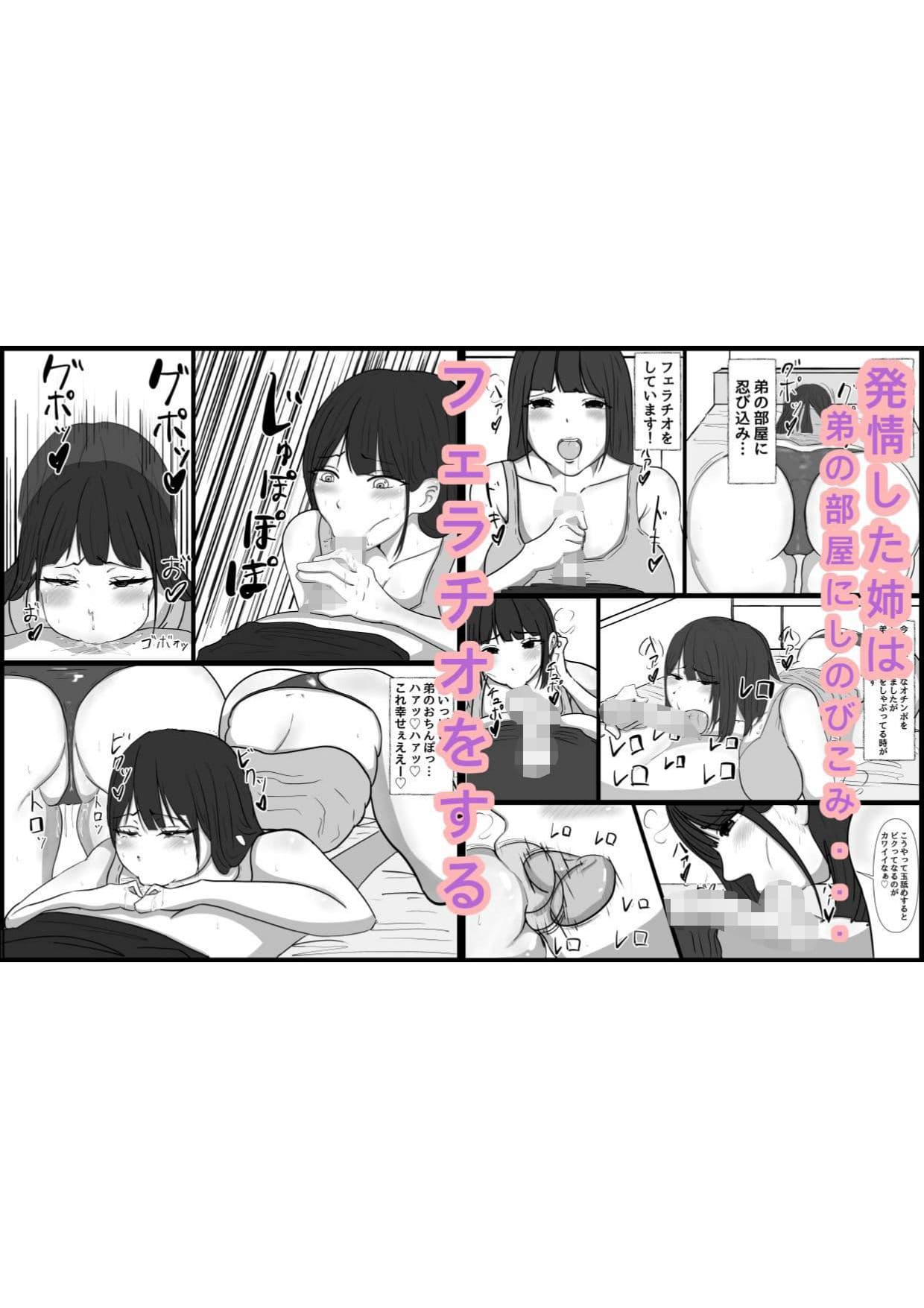 弟ちんぽに発情する巨乳姉 モノクロ サンプル画像 1