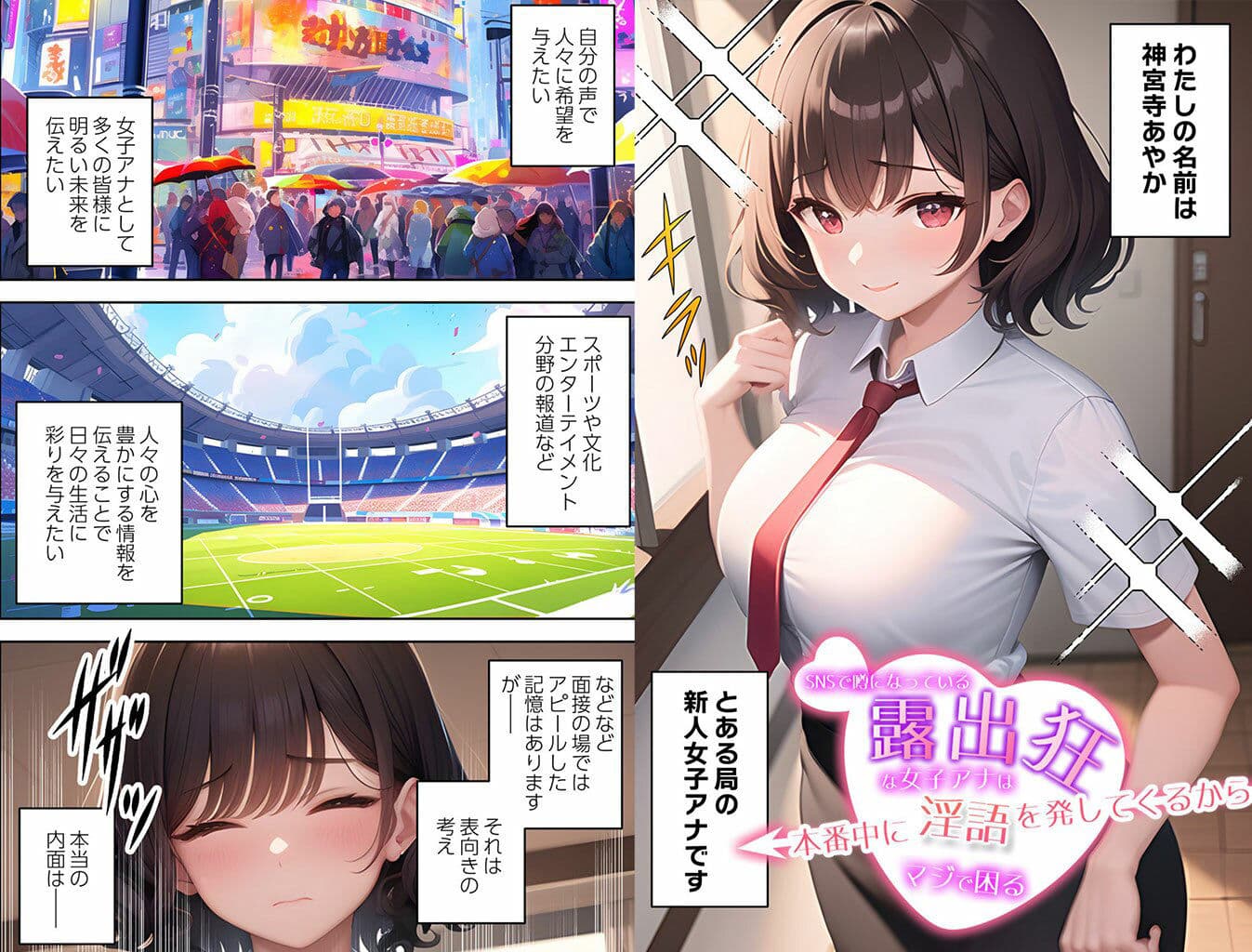 【漫画版】SNSで噂になっている露出狂な女子アナは本番中に淫語を発してくるからマジで困る サンプル画像 6