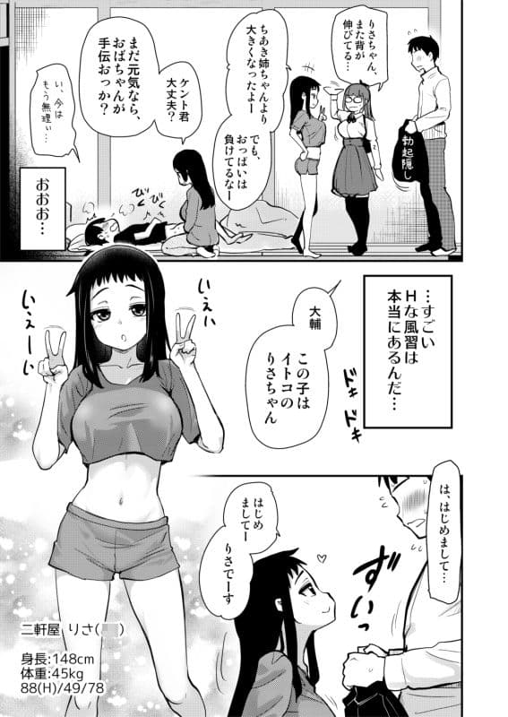 Hな風習がある義母の田舎で、初対面の従妹とHする話。 サンプル画像 3