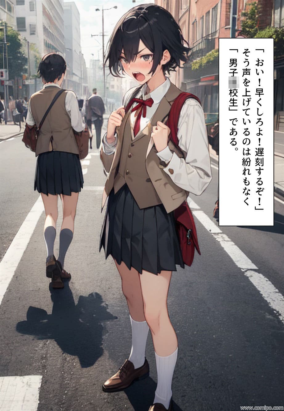 もしもの精 男子の制服が女子の制服に置き換わった女装世界 サンプル画像 1