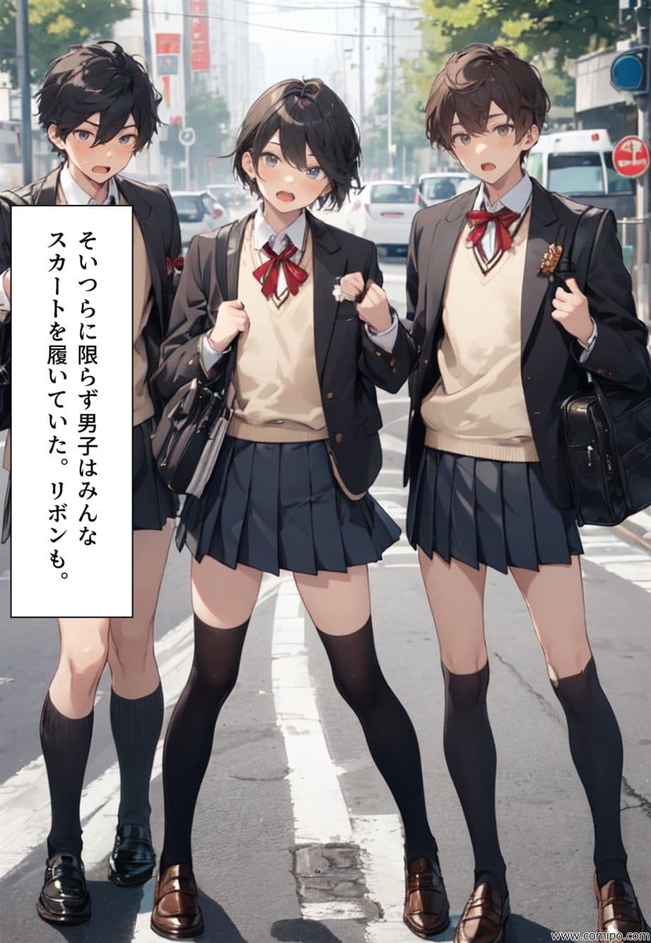もしもの精 男子の制服が女子の制服に置き換わった女装世界 サンプル画像 2