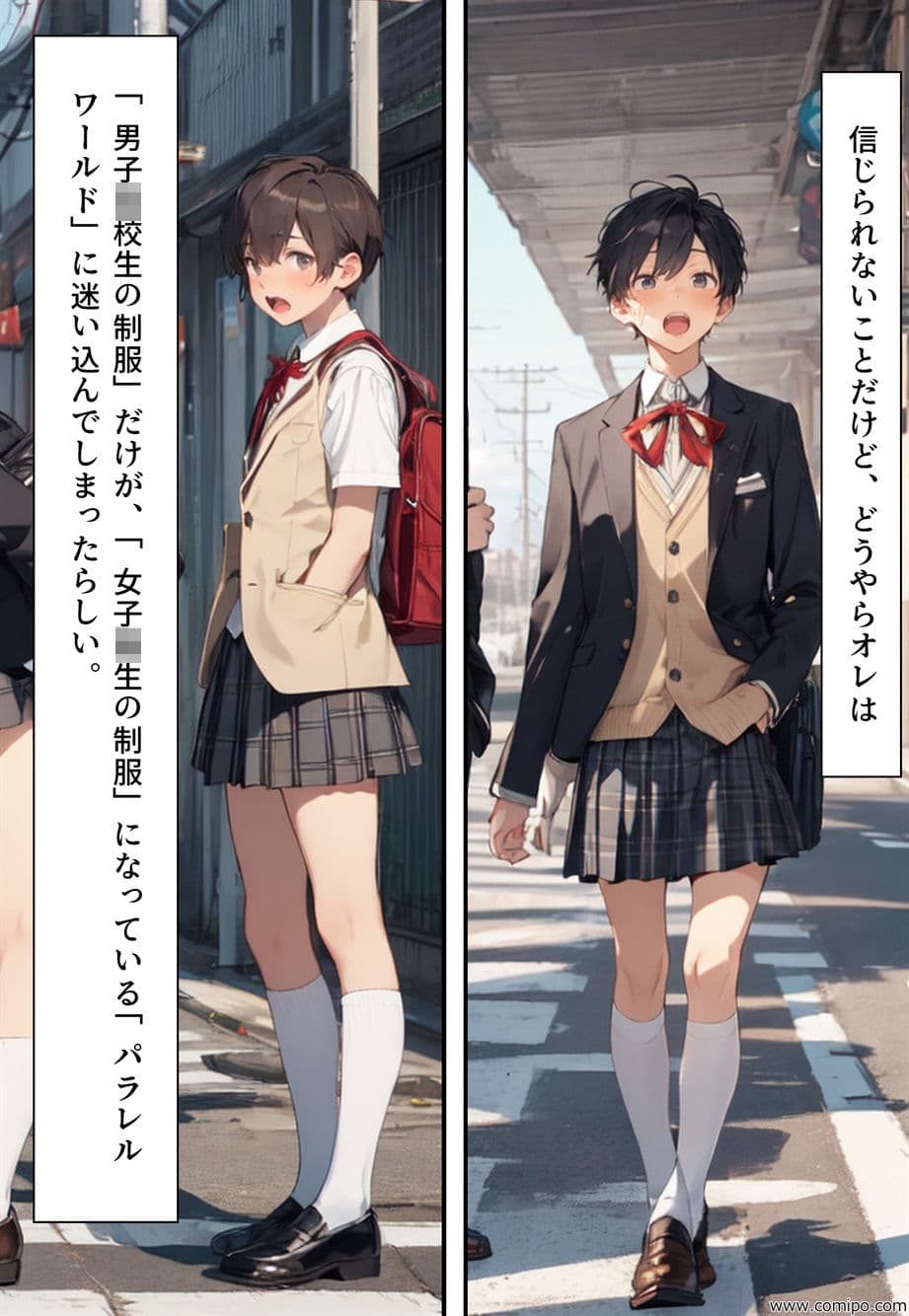もしもの精 男子の制服が女子の制服に置き換わった女装世界 サンプル画像 4