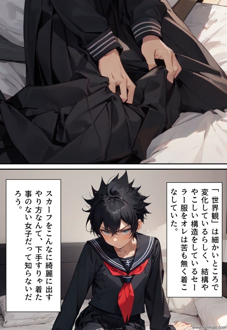 もしもの精 男子の制服が女子の制服に置き換わった女装世界 サンプル画像 6