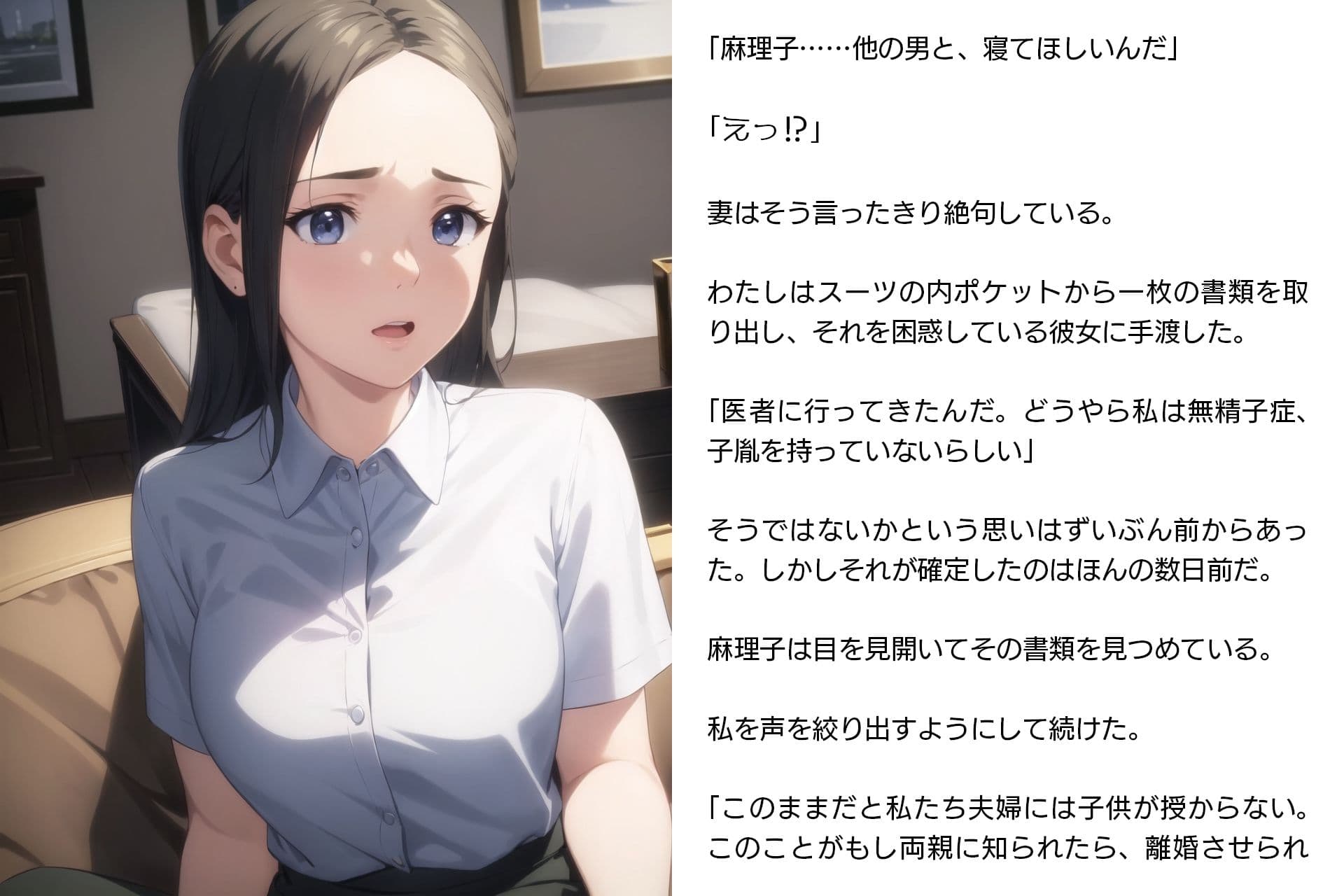 寝取らせ妻・麻理子〜「妊活」のため妻を他人の男に抱かせてみた（CGノベル/NTR） サンプル画像 5