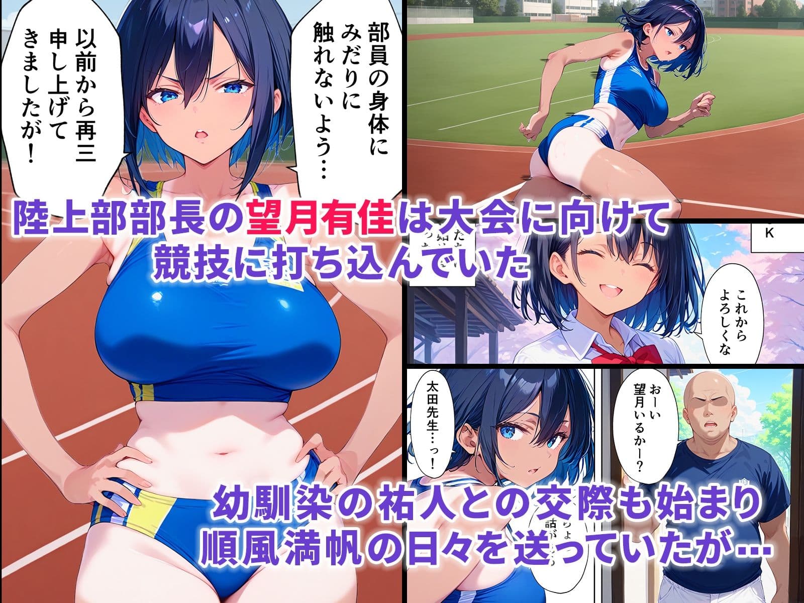 陸上部部長で幼馴染の強気な彼女が催●おじさんに寝取られ孕まされる話 サンプル画像 1