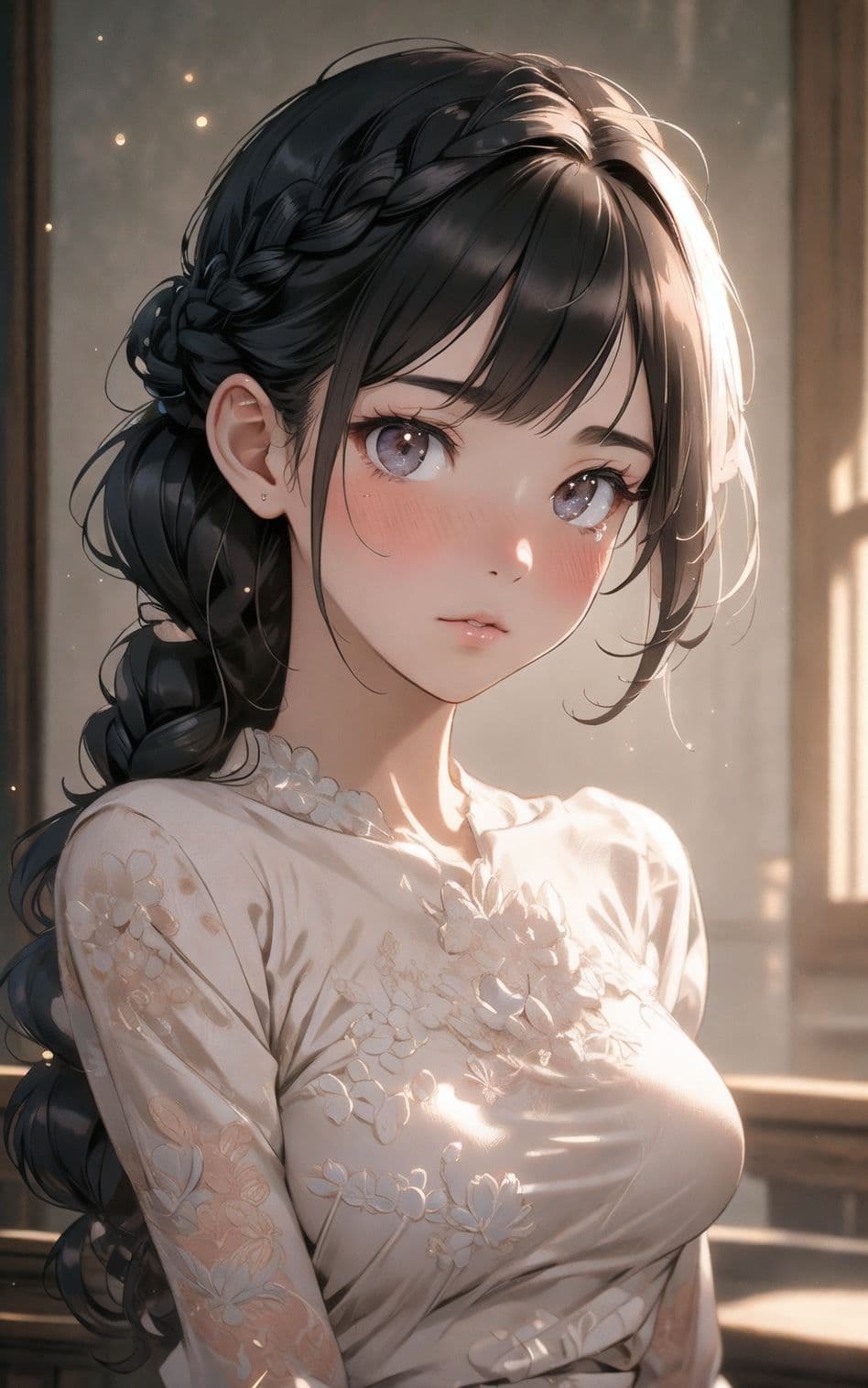 AIイラストCG集17 お城の白いドレスの少女 サンプル画像 1