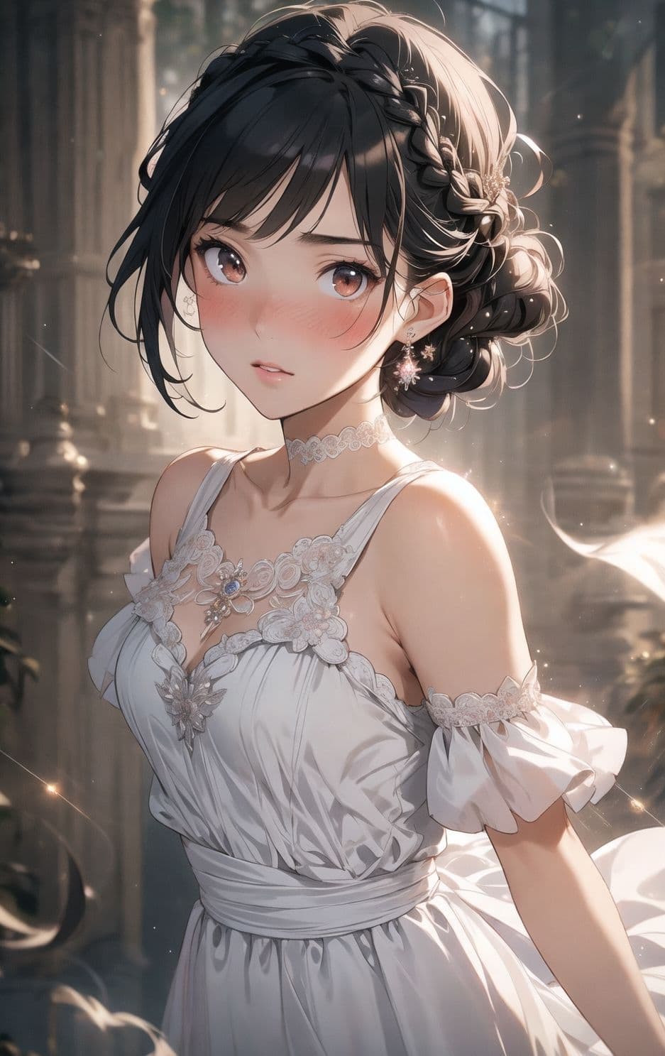 AIイラストCG集17 お城の白いドレスの少女 サンプル画像 2