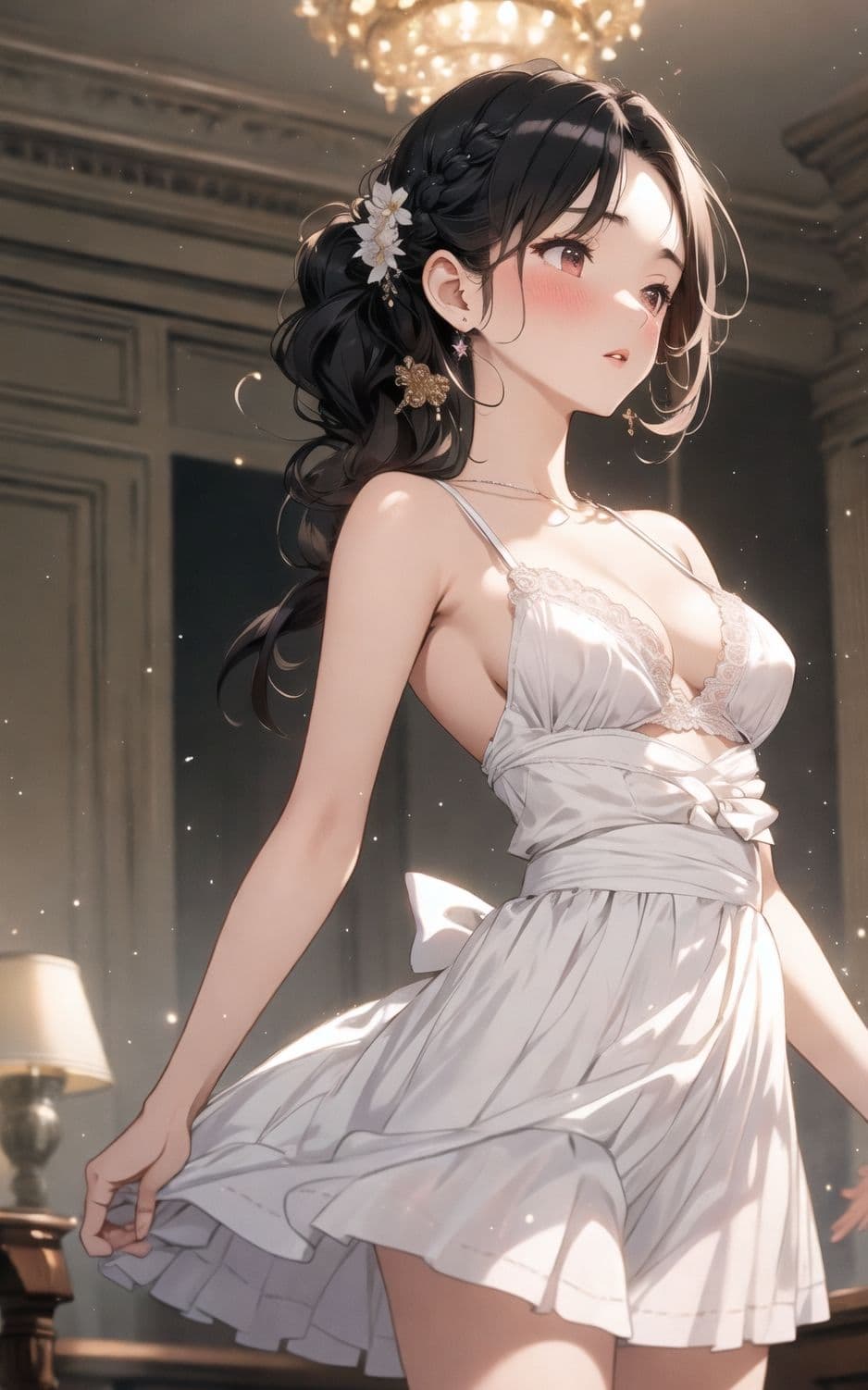 AIイラストCG集17 お城の白いドレスの少女 サンプル画像 3