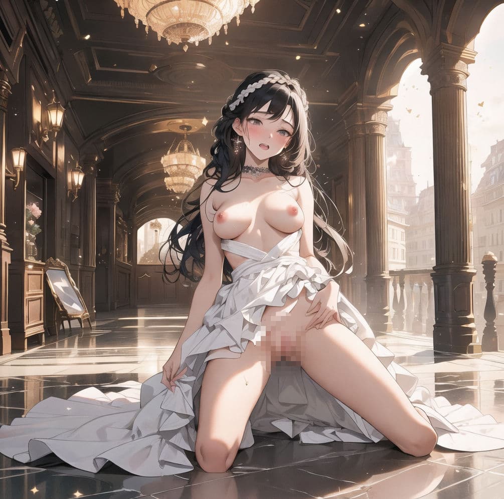 AIイラストCG集17 お城の白いドレスの少女 サンプル画像 9