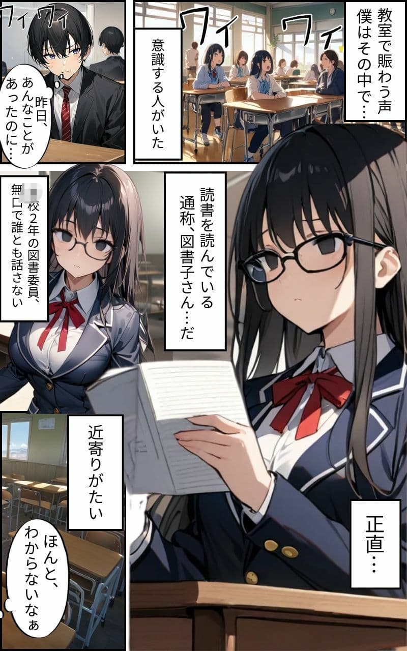 無口な図書子さんは真っ黒な瞳で男性を虜にして食べてます サンプル画像 1