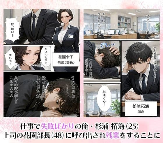 勤務中とのギャップに勃起不可避！仕事で失敗ばかりの俺が人妻上司（48）と残業したら濡れ濡れセックス始まった話 サンプル画像 1