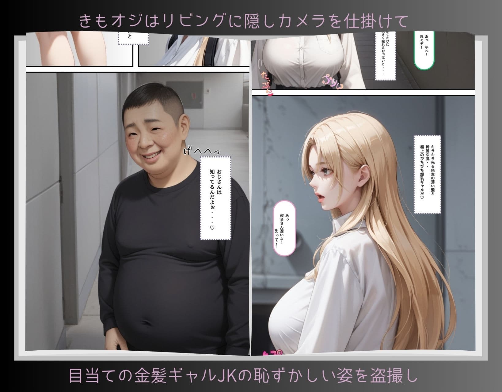 えっちな金髪ギャルが弱みを握られて好きな人がいるのに隣の部屋で大嫌いなきもオジにガン突き種付けされちゃう話 サンプル画像 1