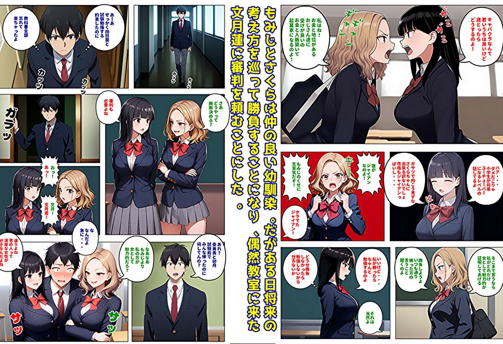 委員長とギャルがセックス勝負を始めたんだが俺が審判をする事になった話 サンプル画像 1