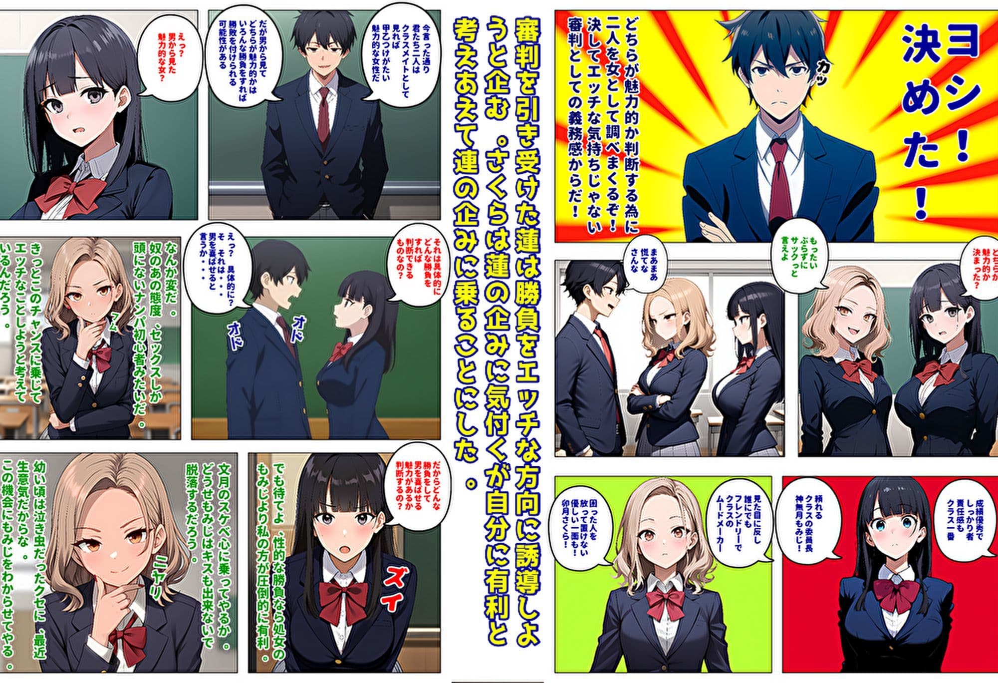 委員長とギャルがセックス勝負を始めたんだが俺が審判をする事になった話 サンプル画像 2