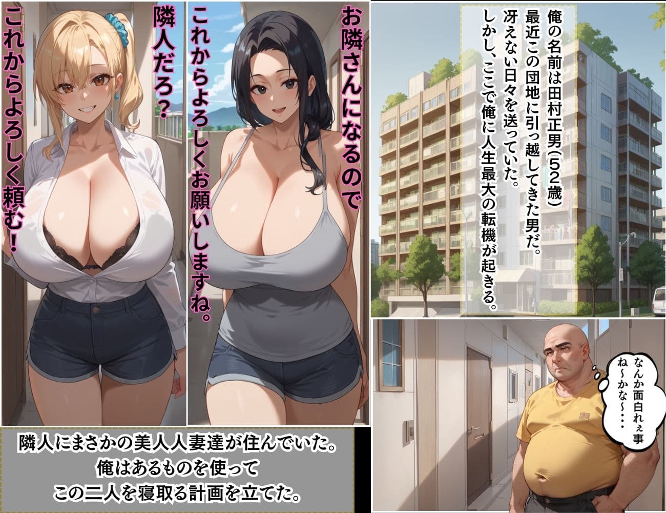 催●支配  団地妻  隣人が両方とも美人人妻だったので催●お香で発情させて寝取った話 サンプル画像 1