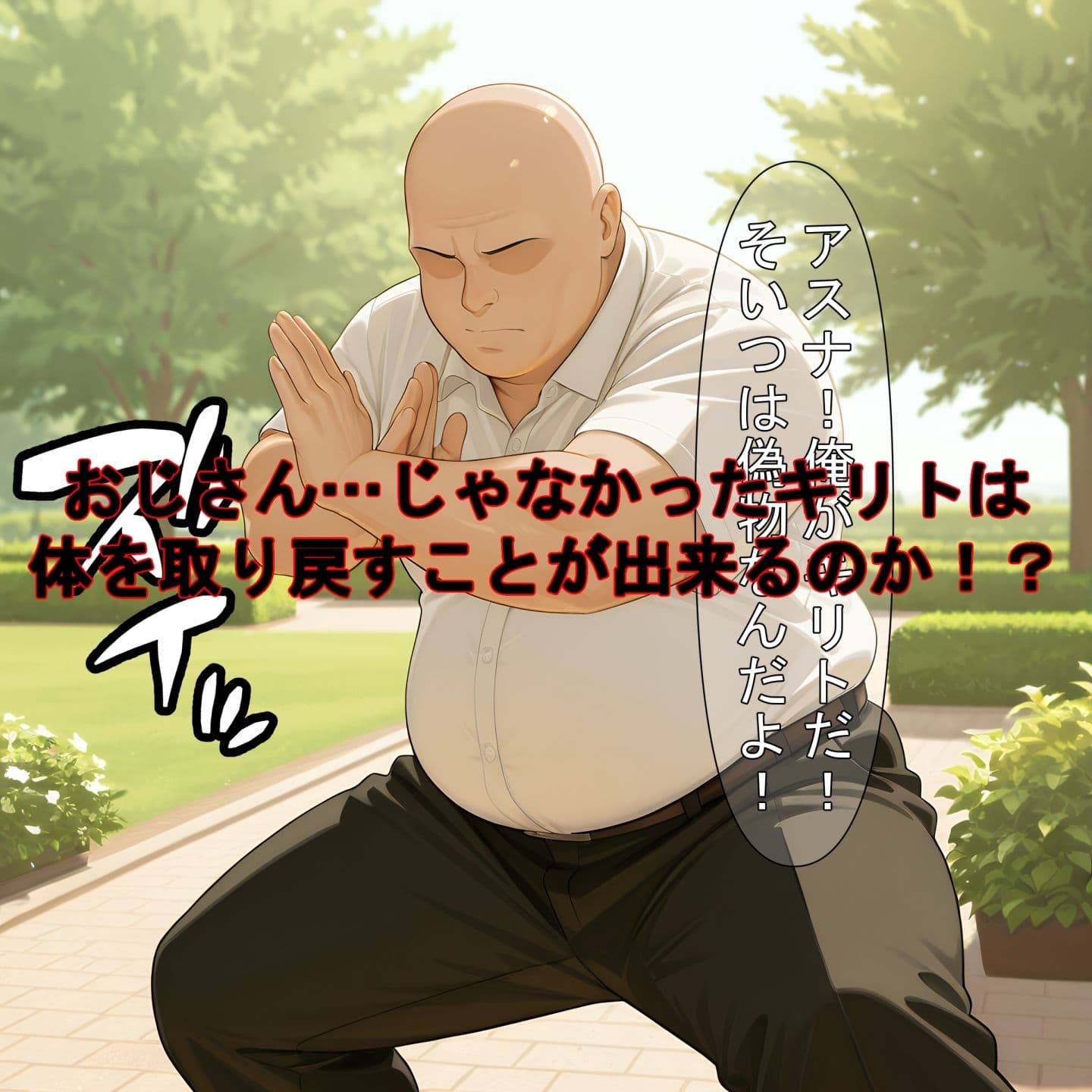 黒の剣士と体が入れ替わったおじさんはデスゲームで何をする？ サンプル画像 8