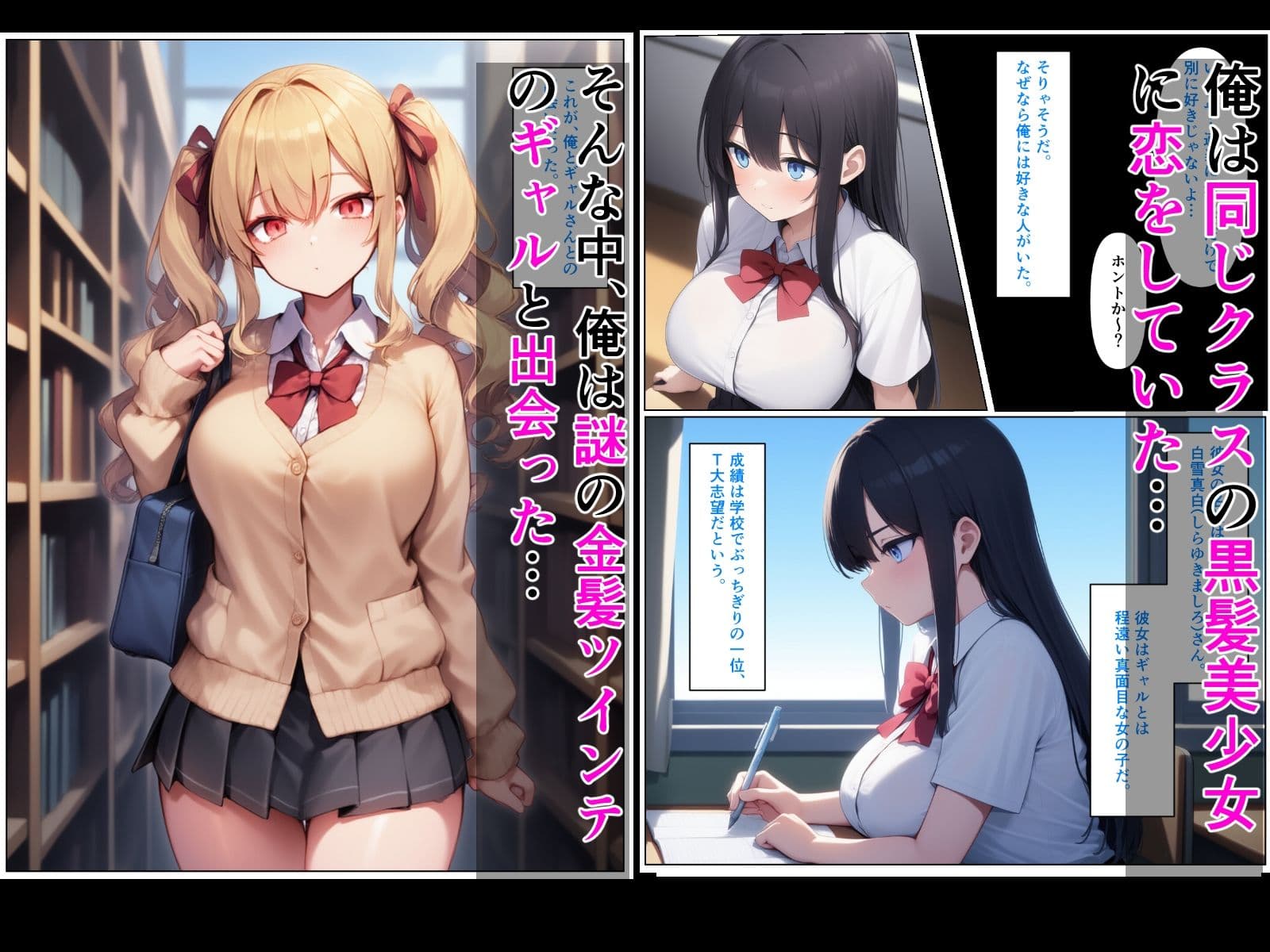 優等生の金髪ツインテの巨乳ギャルさんとラブラブエッチする話 サンプル画像 1