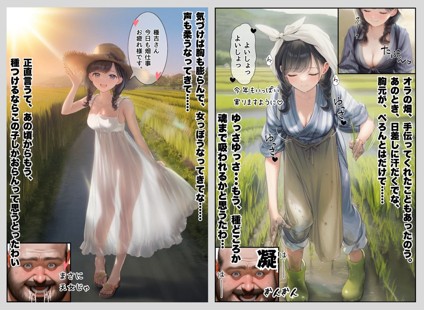 【因習村】村の飢饉を救うため差し出された僕の彼女、BMI40越えで性欲だけはいっちょまえの種付けおじさんに媚薬を飲まされ、おじさん特有のねちっこい前戯で全身べちょべちょに舐められたあげく、聖なる肉棒（チンカス付き）の掃除を実施！ その後はついに処女おまんこにゴールイン！入念かつ丹念にがん突きにされ、イキまくりんぐ！一晩中汗だくで連続絶頂アクメを決めさせられた話。 「穂乃香ぁ〜、オラの精、まるごと受け止めてくんろぉ〜〜！」 サンプル画像 5