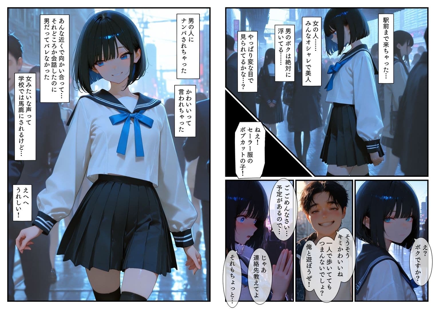 女装少年の性活 電車チカン&公園乱交編 サンプル画像 2