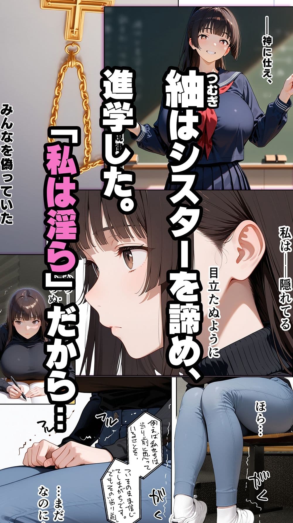 すけべ過ぎてシスターになるの諦めた私...大学の男子便所でオナってたら隣の個室もオナッててててっ...ひぃ思わずのぞいたら目が合って始まる...初恋？ サンプル画像 1