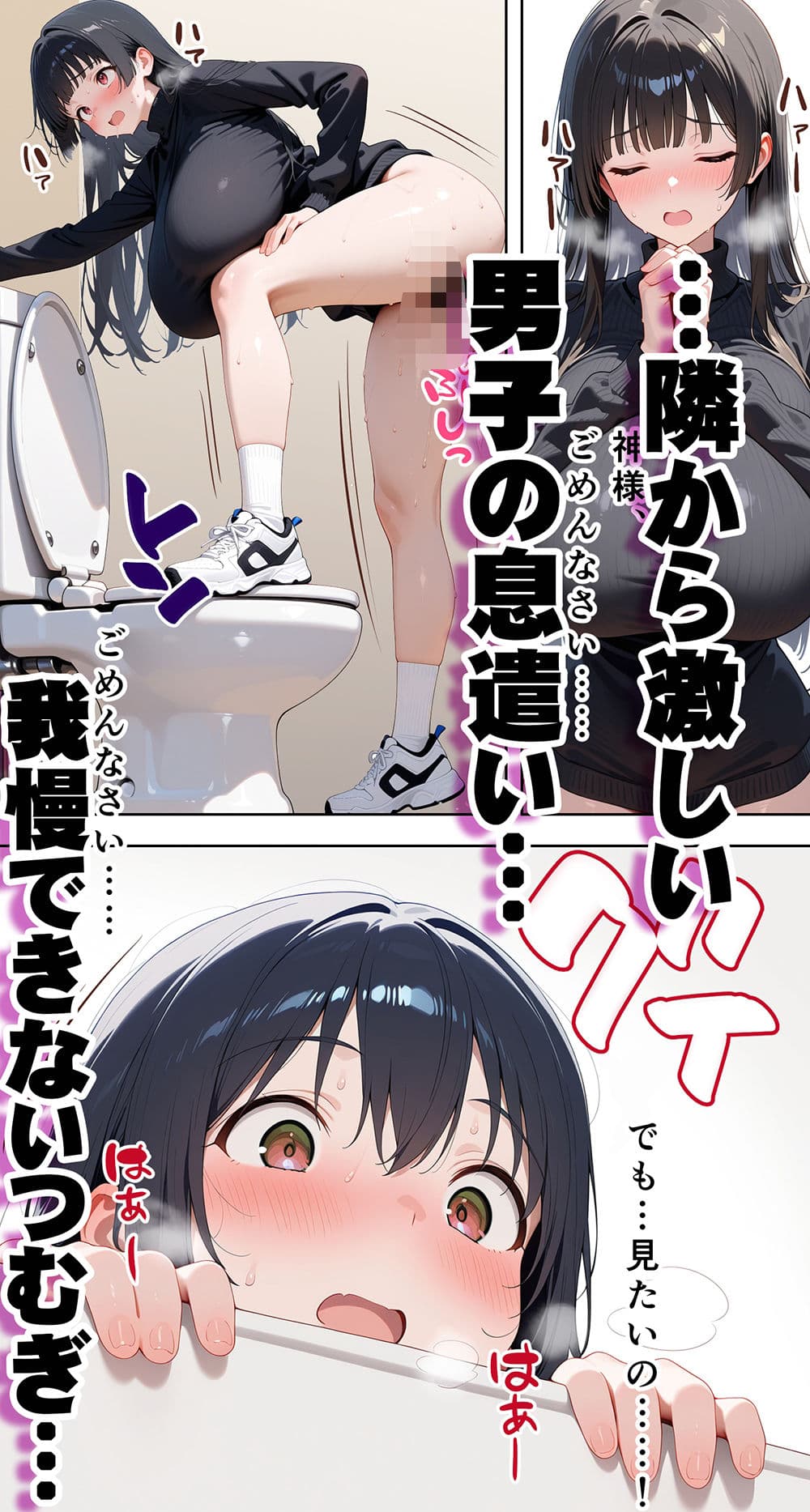 すけべ過ぎてシスターになるの諦めた私...大学の男子便所でオナってたら隣の個室もオナッててててっ...ひぃ思わずのぞいたら目が合って始まる...初恋？ サンプル画像 5