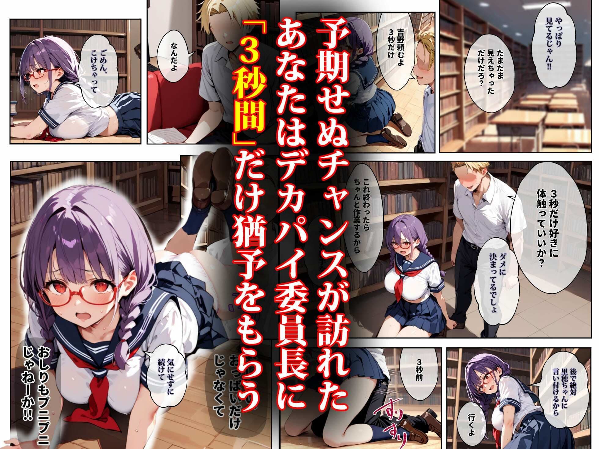 「3秒だけ好きにシていい」と言ったデカパイ委員長の寝取られマ〇コを貸してもらった件 サンプル画像 4