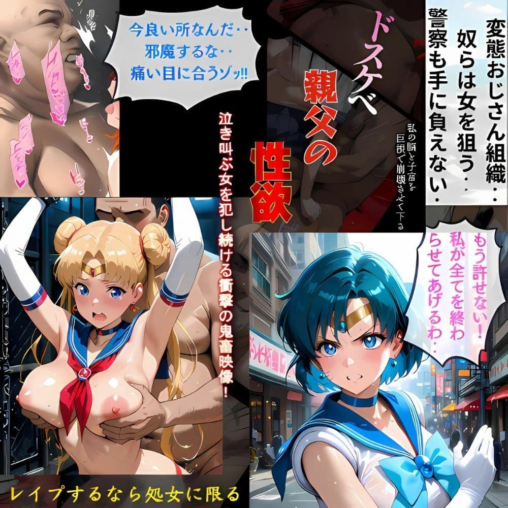 マーキュリーの敗北‥群がるおじさん達の餌食に‥沈むセーラー戦士 サンプル画像 2