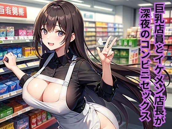 巨乳店員とイケメン店長が深夜のコンビニセックス