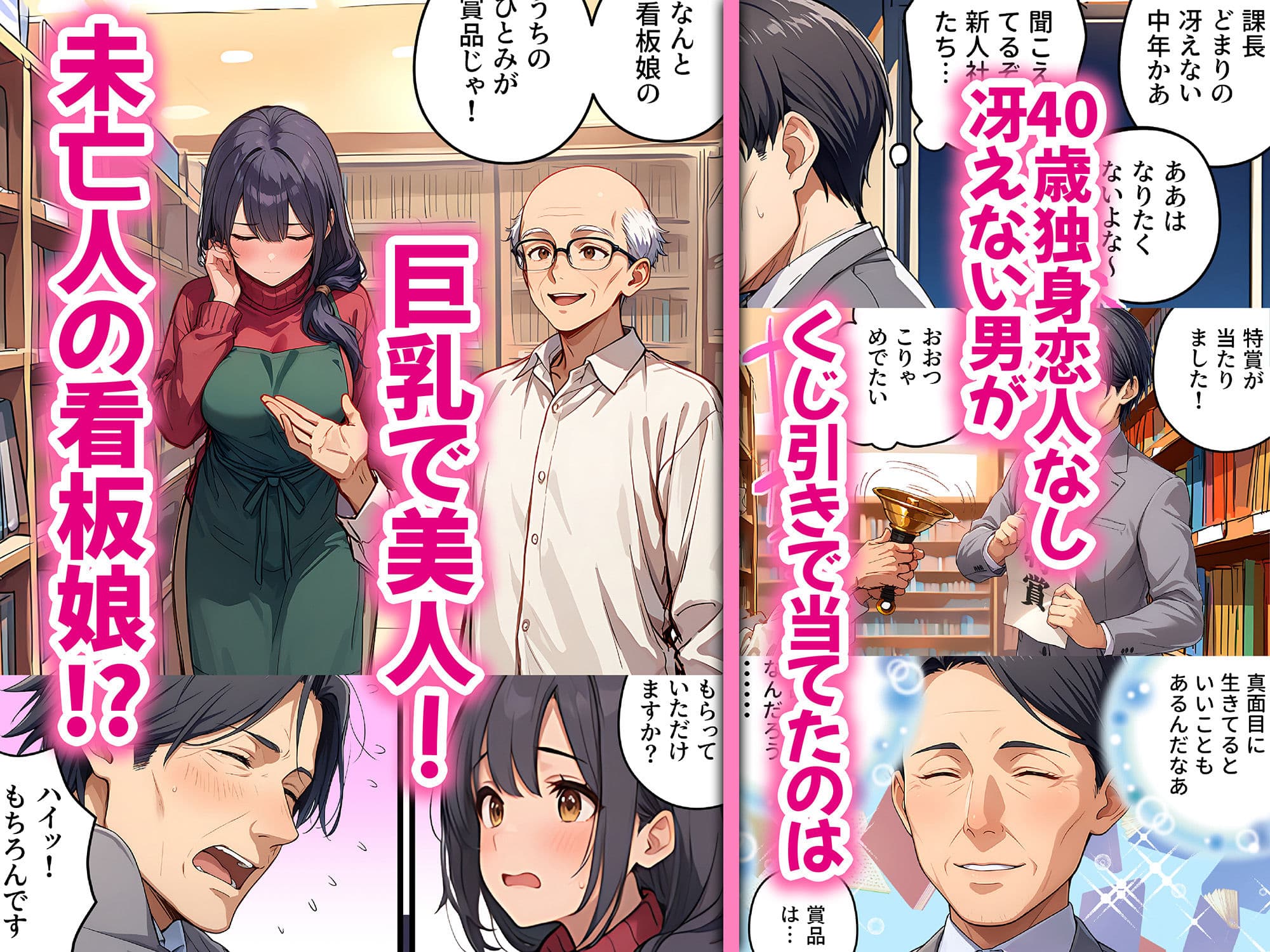 未亡人の巨乳看板娘（30）が賞品だったので授乳プレイ手コキ→パイズリ昇天→そのまま生ハメ中出しをキメてしまった課長の末路 サンプル画像 2