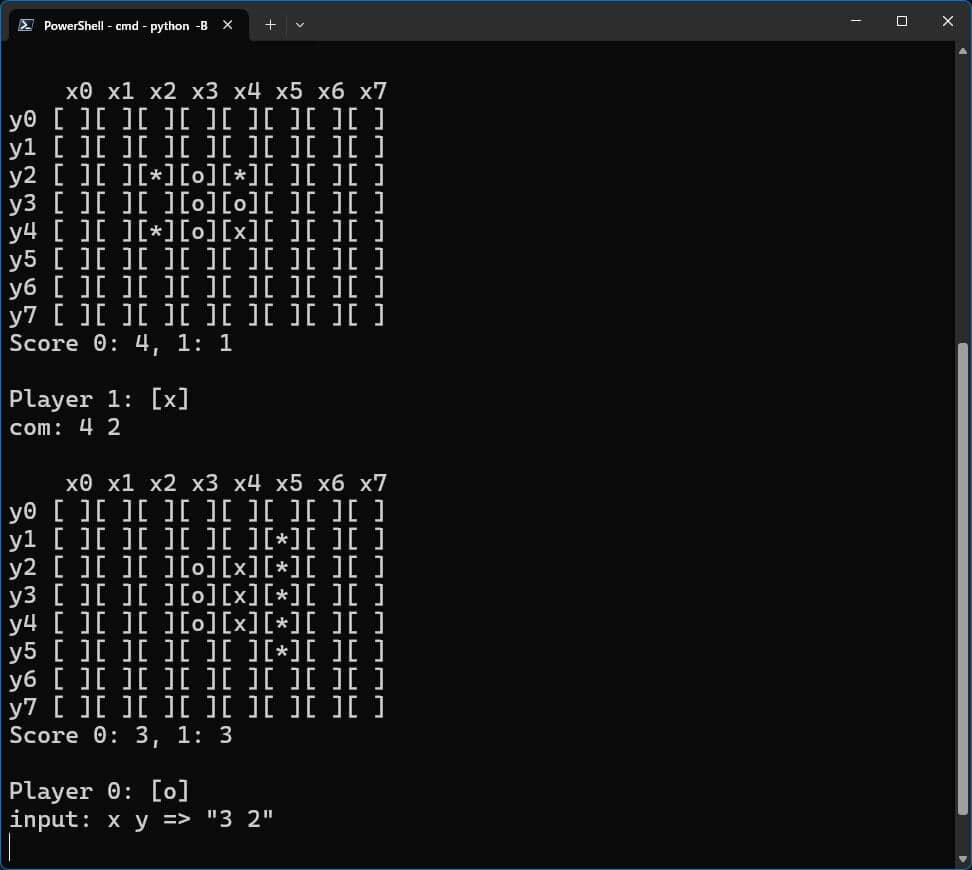 PythonでCUIとGUI両対応のリバーシをつくろう サンプル画像 2