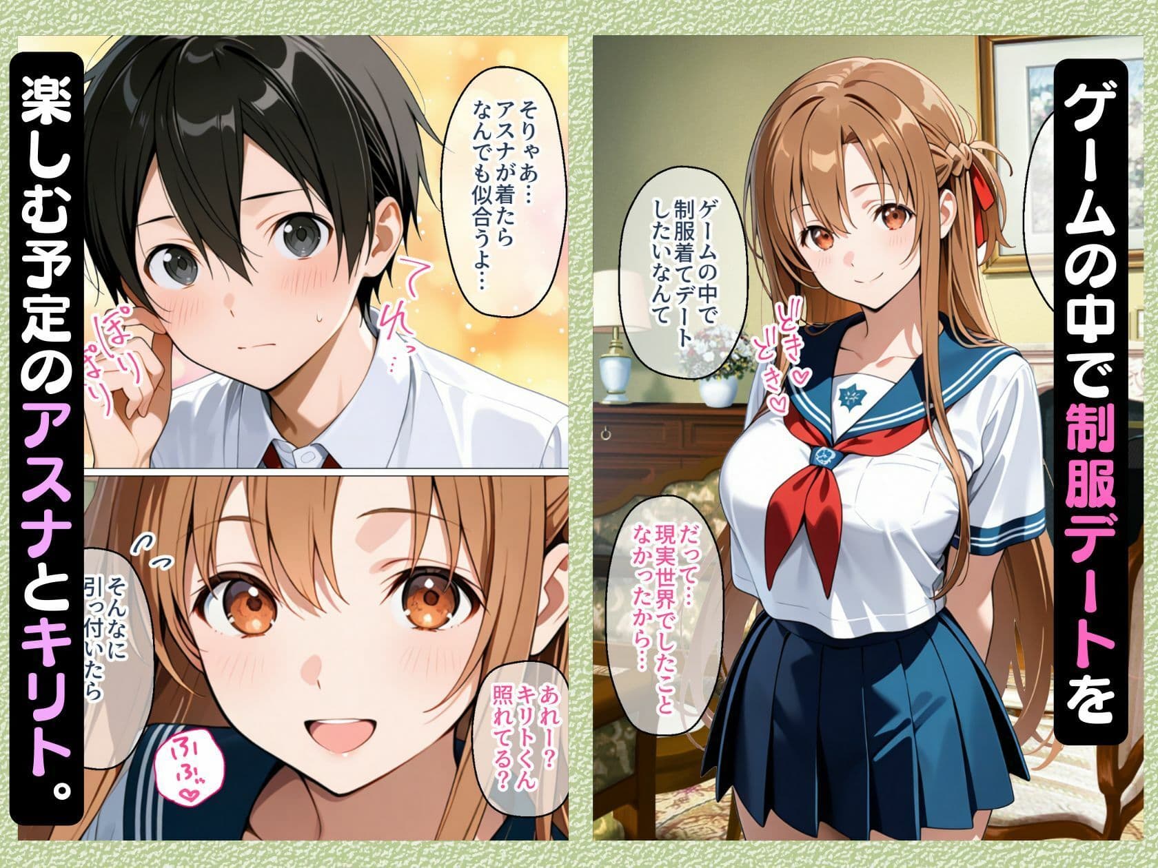 制服アスナを催●スキルで寝取って快楽堕ちさせたったw【漫画58P ソードアートオンライ●】 サンプル画像 1