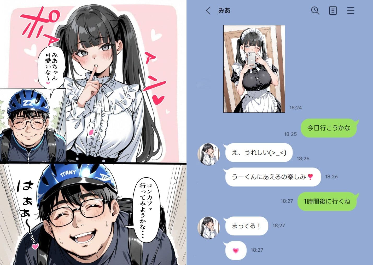 Ub●rの配達先で推しコンカフェ嬢が彼氏とヤってた話 サンプル画像 2