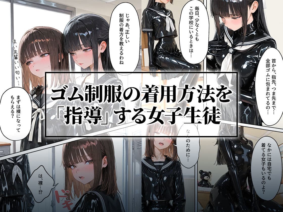 護謨学院『ラバーセーラー服着用レッスン』細身の女子生徒を包むボディスーツと滲む汗が滴る学生服 サンプル画像 5