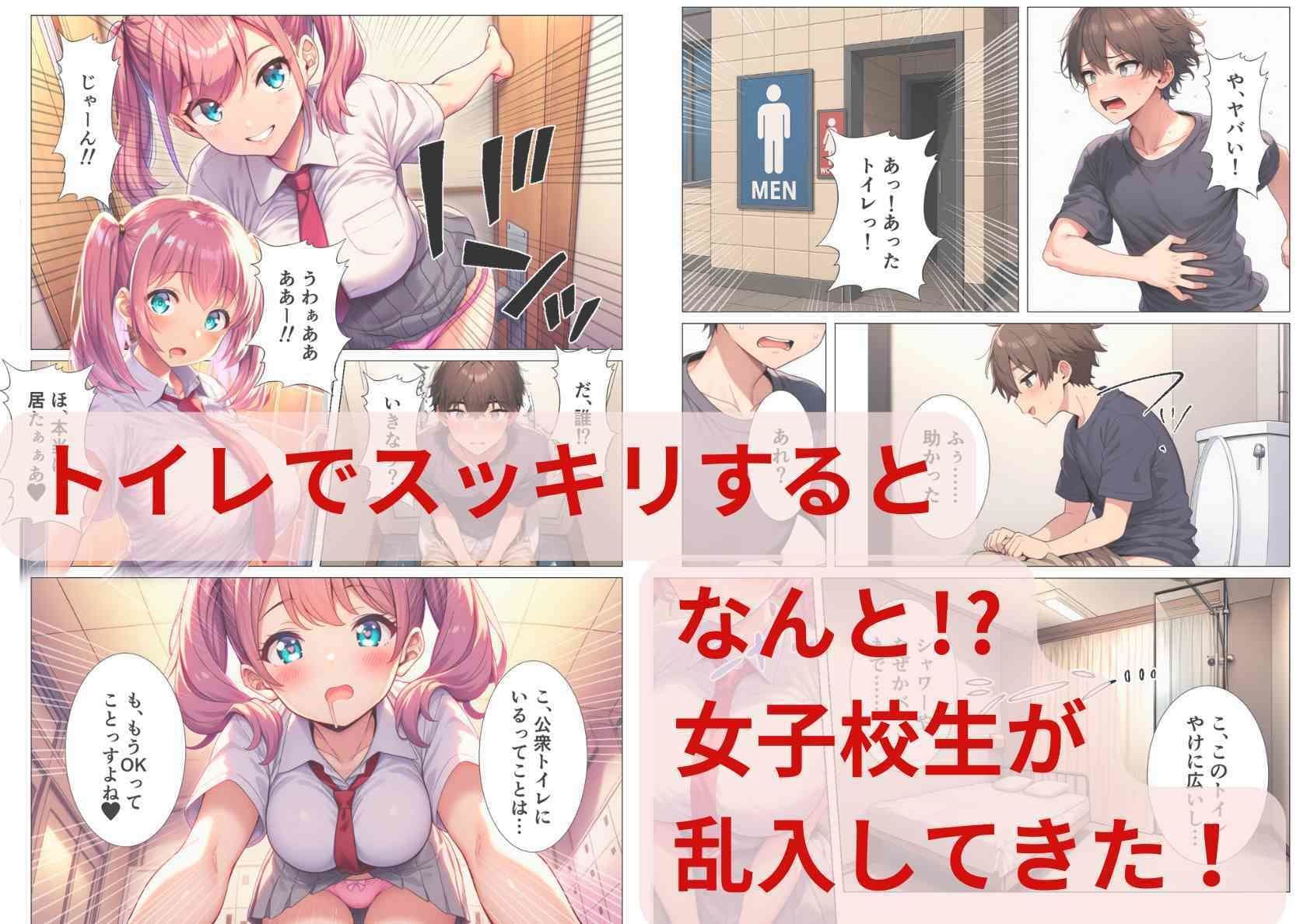 貞操観念逆転世界で公衆トイレに入ったら女子校生に襲われた話 サンプル画像 2