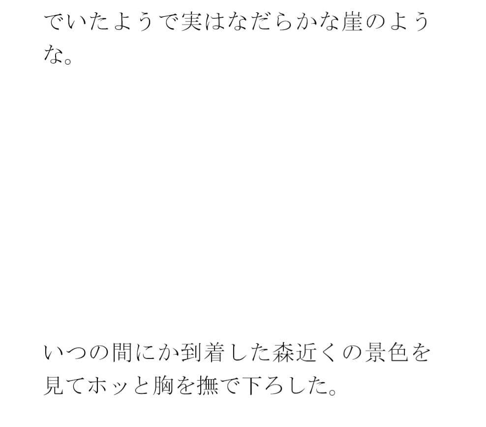 急な下り坂に見えて比較的なだらかな・・・・到着した森の入り口近く サンプル画像 1