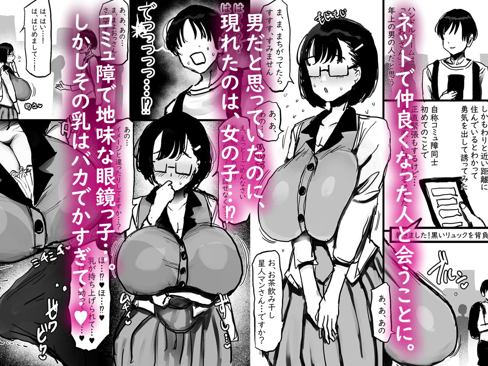 ネットで知り合った地味眼鏡爆乳とお友達交尾しちゃう話 サンプル画像 1