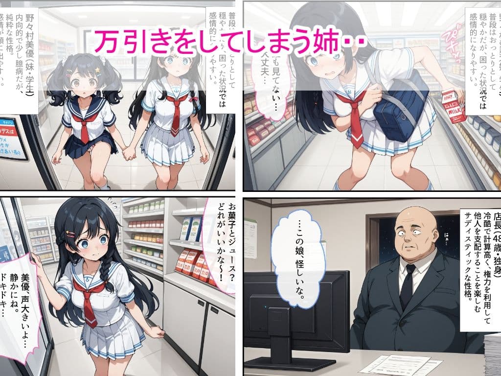 万引き姉妹女子校生をスーパーの店長が縛り中出しした話 サンプル画像 1