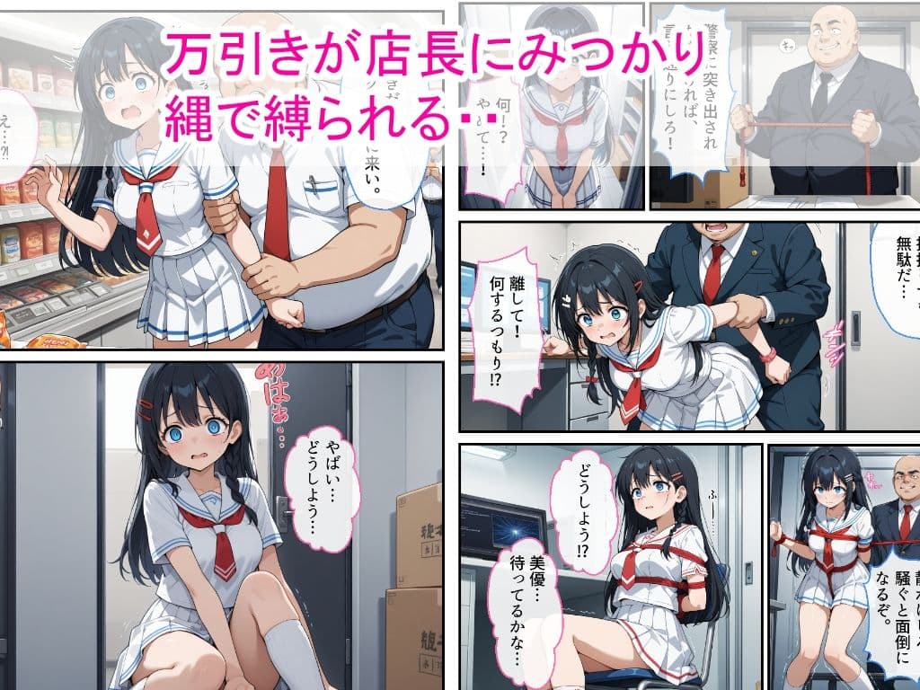 万引き姉妹女子校生をスーパーの店長が縛り中出しした話 サンプル画像 2