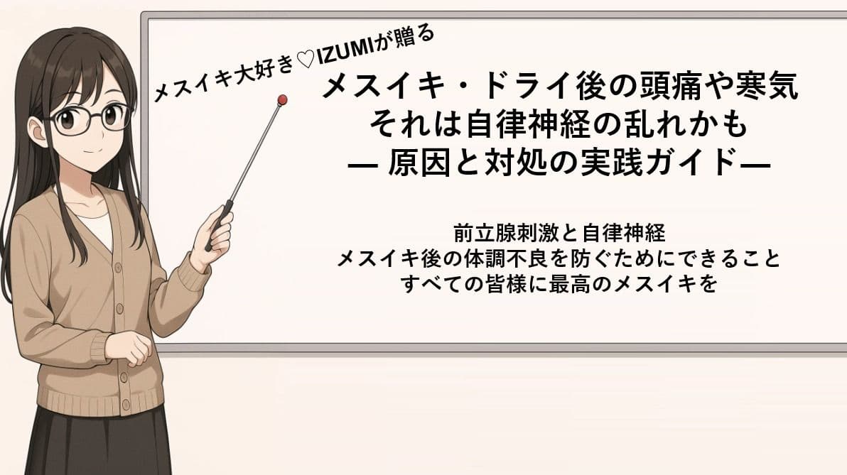 メスイキ・ドライ後の頭痛や寒気それは自律神経の乱れかも ― 原因と対処の実践ガイド 	―    前立腺刺激と自律神経 快感後の体調不良を防ぐためにできること サンプル画像 1