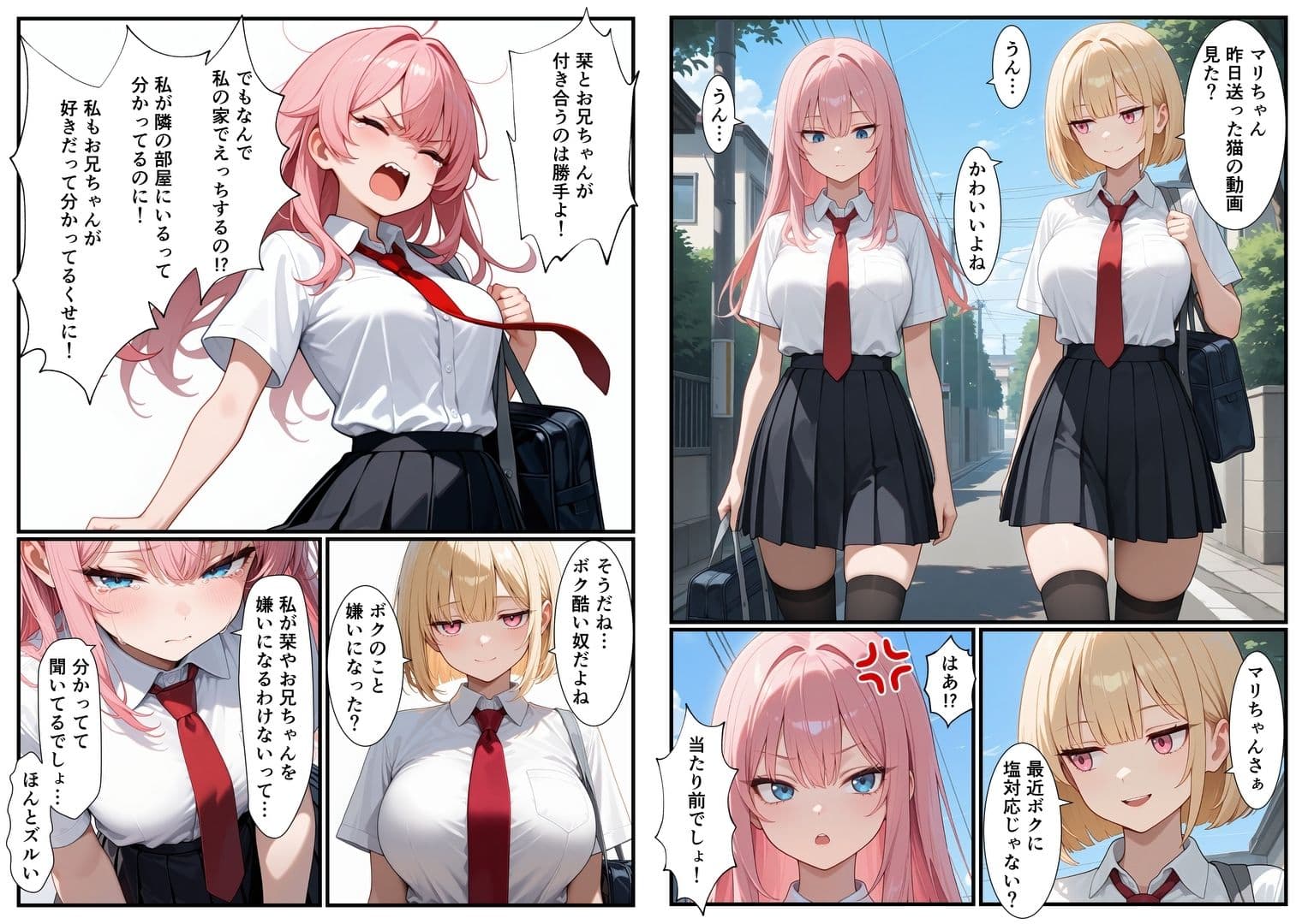 妹×妹の親友×俺  甘々3P サンプル画像 1