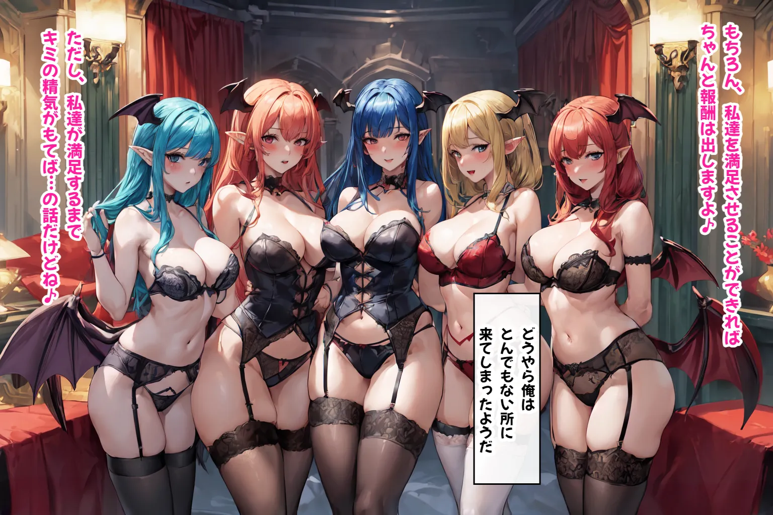 サキュバスハーレム城へようこそ！〜何度精子を搾り取られても終わらないサキュバスだらけのハーレム生活〜【1ぺージ1コマのマンガ風完全ストーリー】 - 40ページ