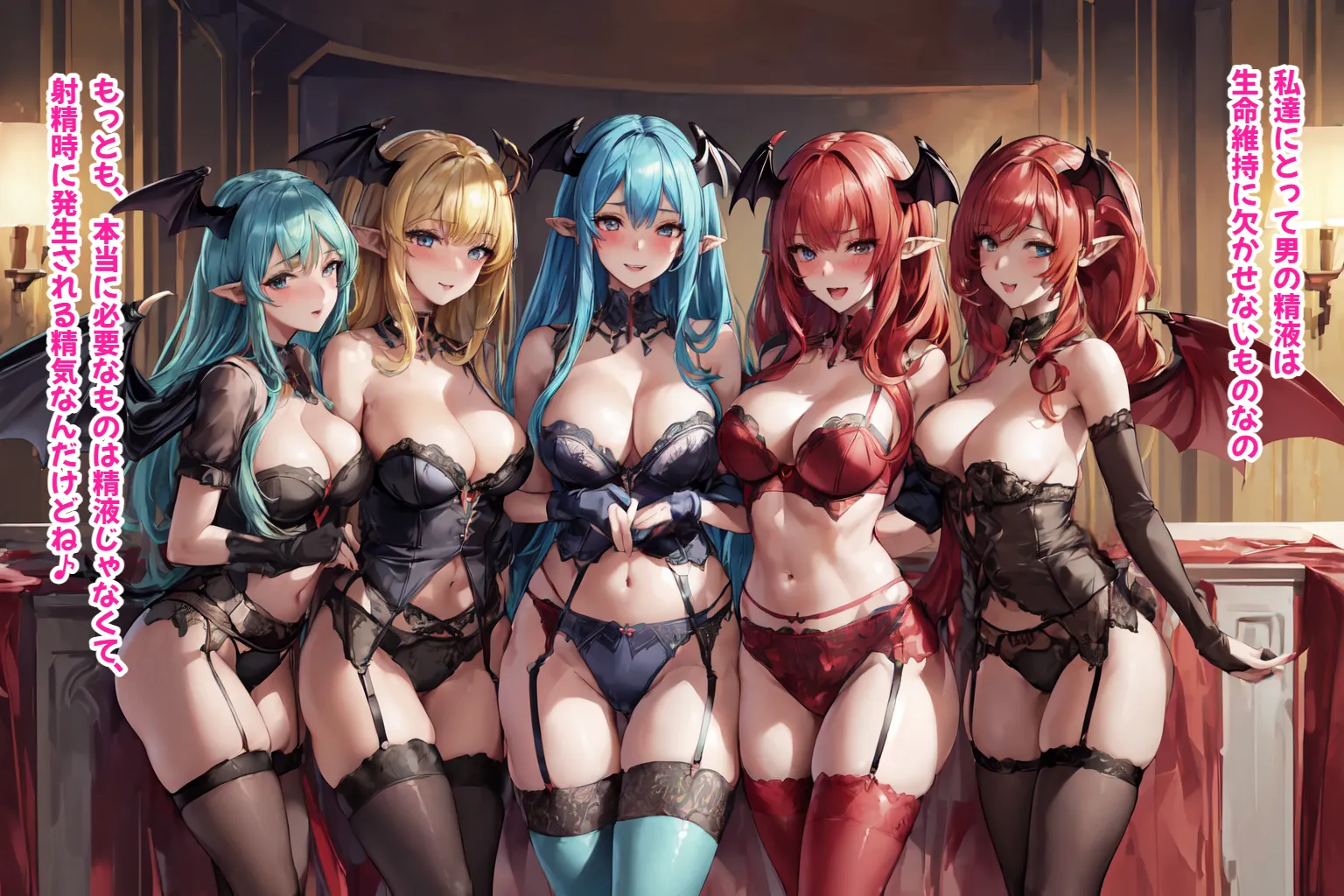 サキュバスハーレム城へようこそ！〜何度精子を搾り取られても終わらないサキュバスだらけのハーレム生活〜【1ぺージ1コマのマンガ風完全ストーリー】 - 51ページ