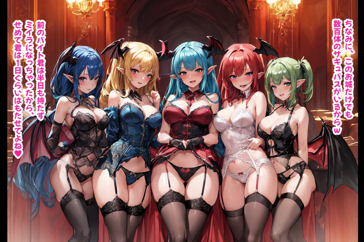 サキュバスハーレム城へようこそ！〜何度精子を搾り取られても終わらないサキュバスだらけのハーレム生活〜【1ぺージ1コマのマンガ風完全ストーリー】 - 62ページ