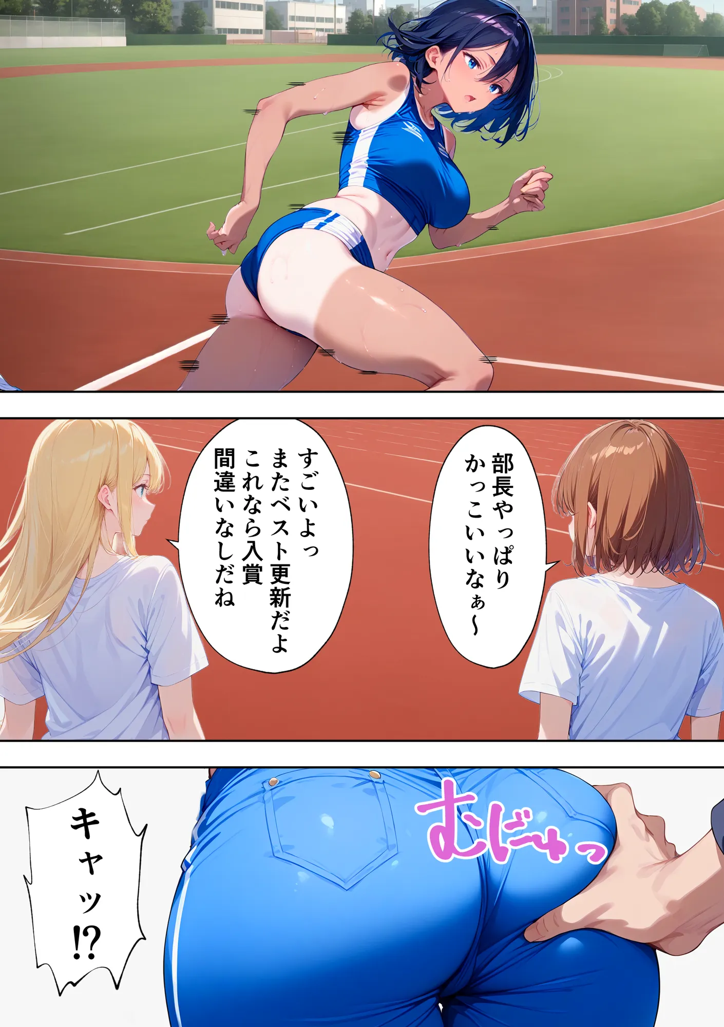 陸上部部長で幼馴染の強気な彼女が催●おじさんに寝取られ孕まされる話 - 2ページ