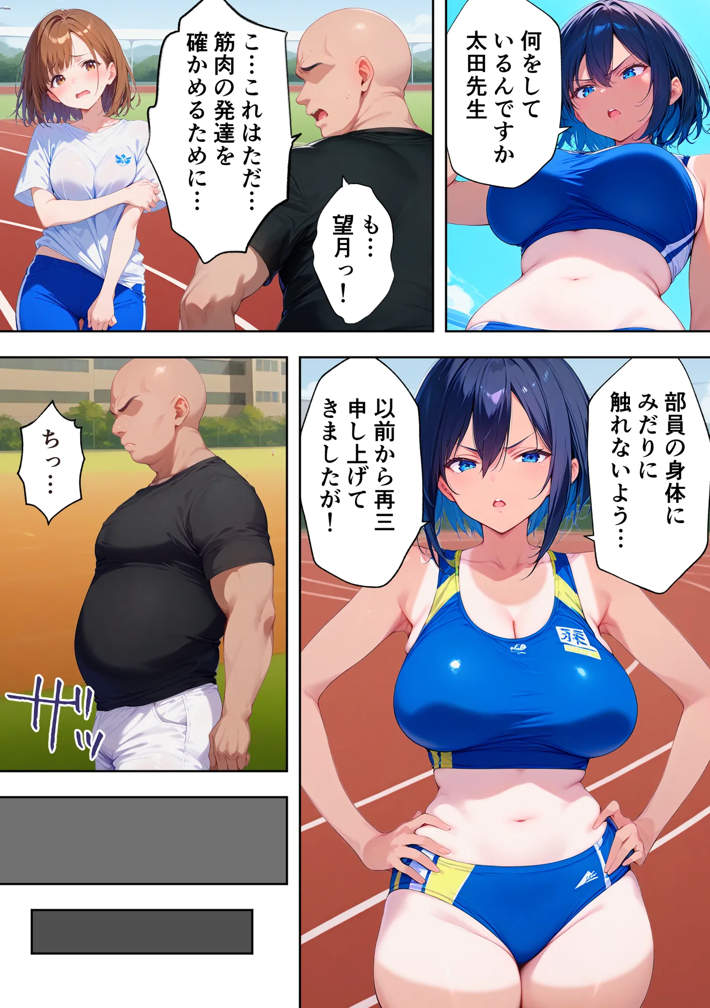 陸上部部長で幼馴染の強気な彼女が催●おじさんに寝取られ孕まされる話 - 4ページ