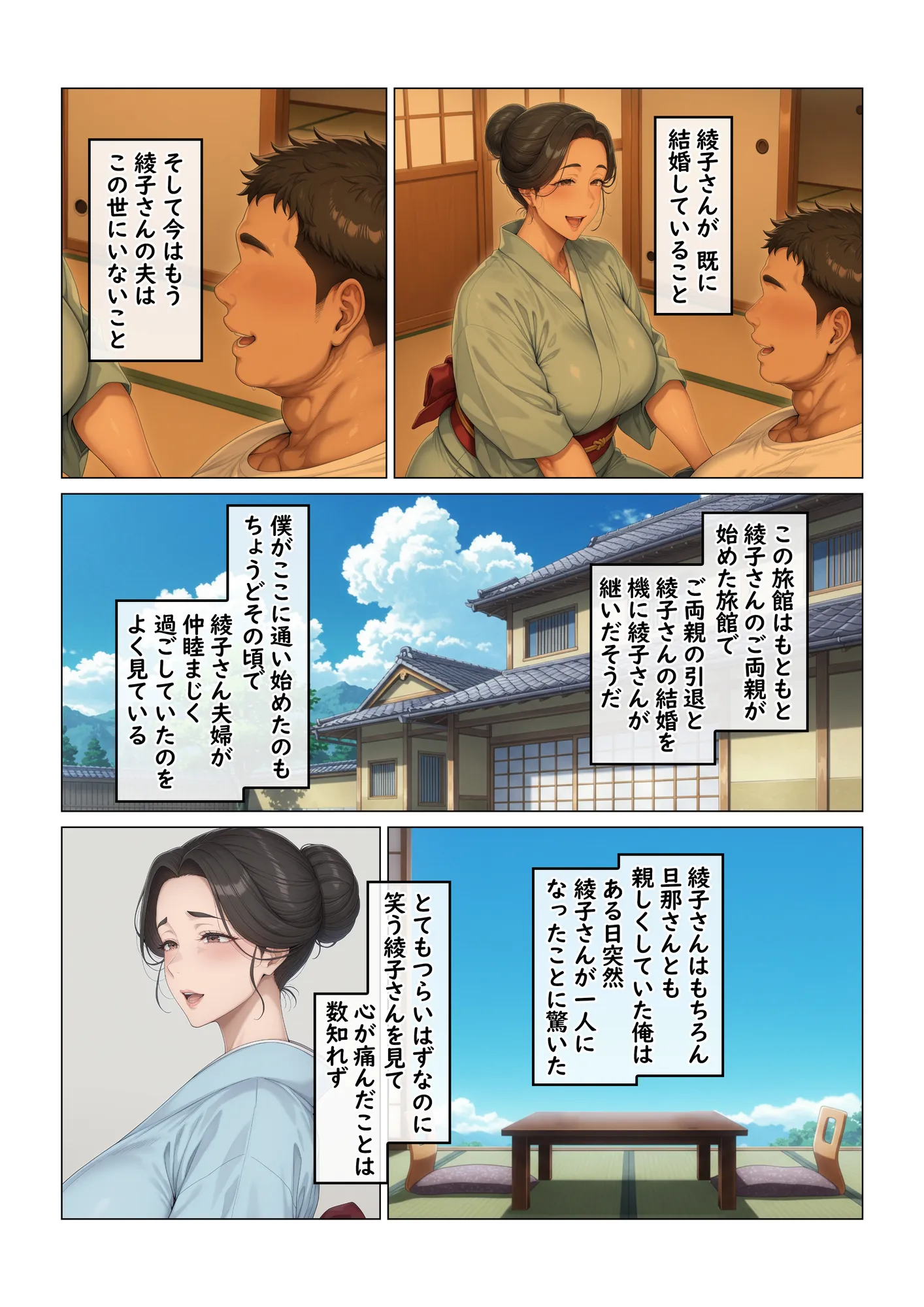 欲求不満を隠し続けてきた未亡人女将と汗だくで求め合う温泉宿の夜1 - 8ページ