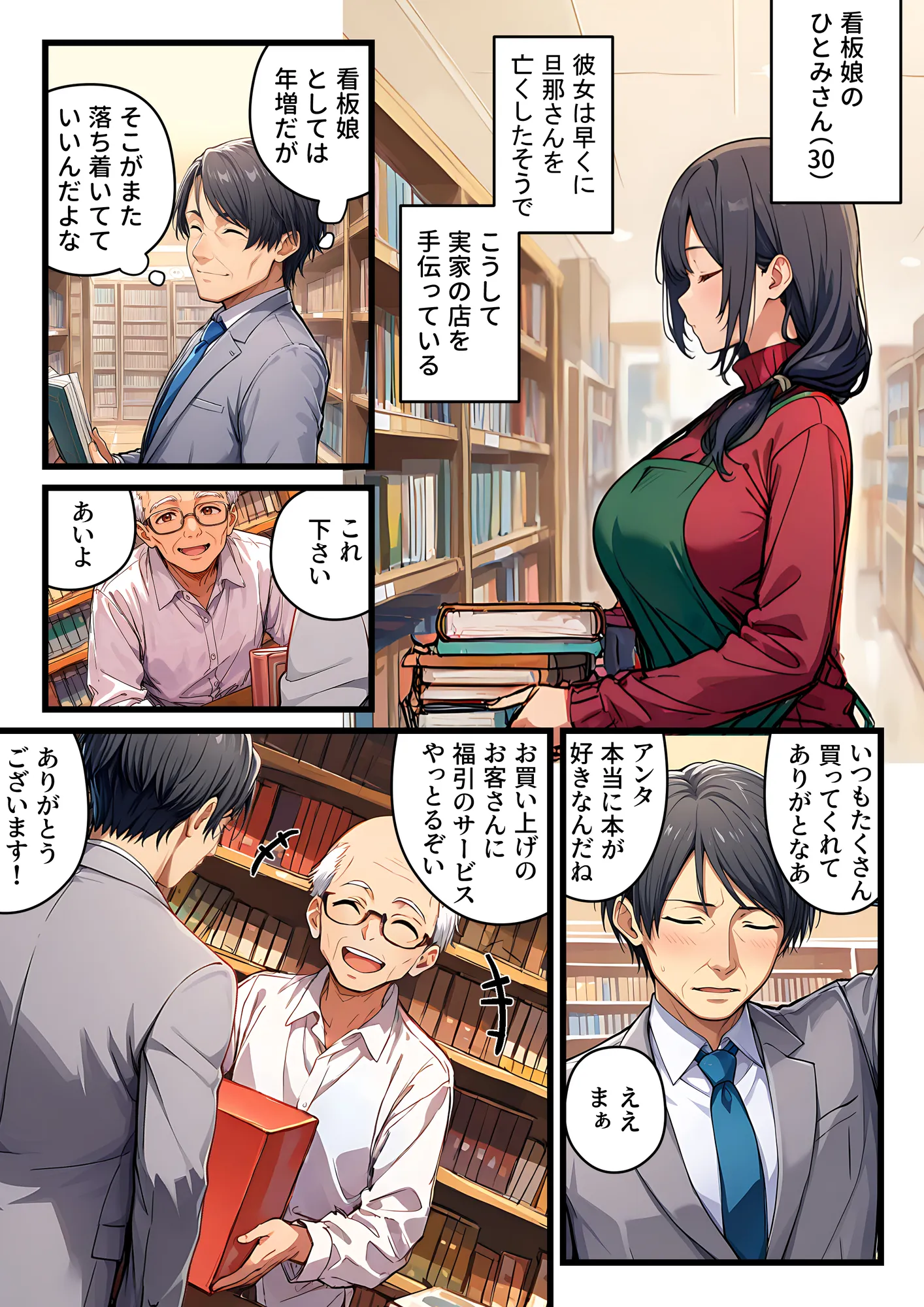 未亡人の巨乳看板娘（30）が賞品だったので授乳プレイ手コキ→パイズリ昇天→そのまま生ハメ中出しをキメてしまった課長の末路 - 4ページ