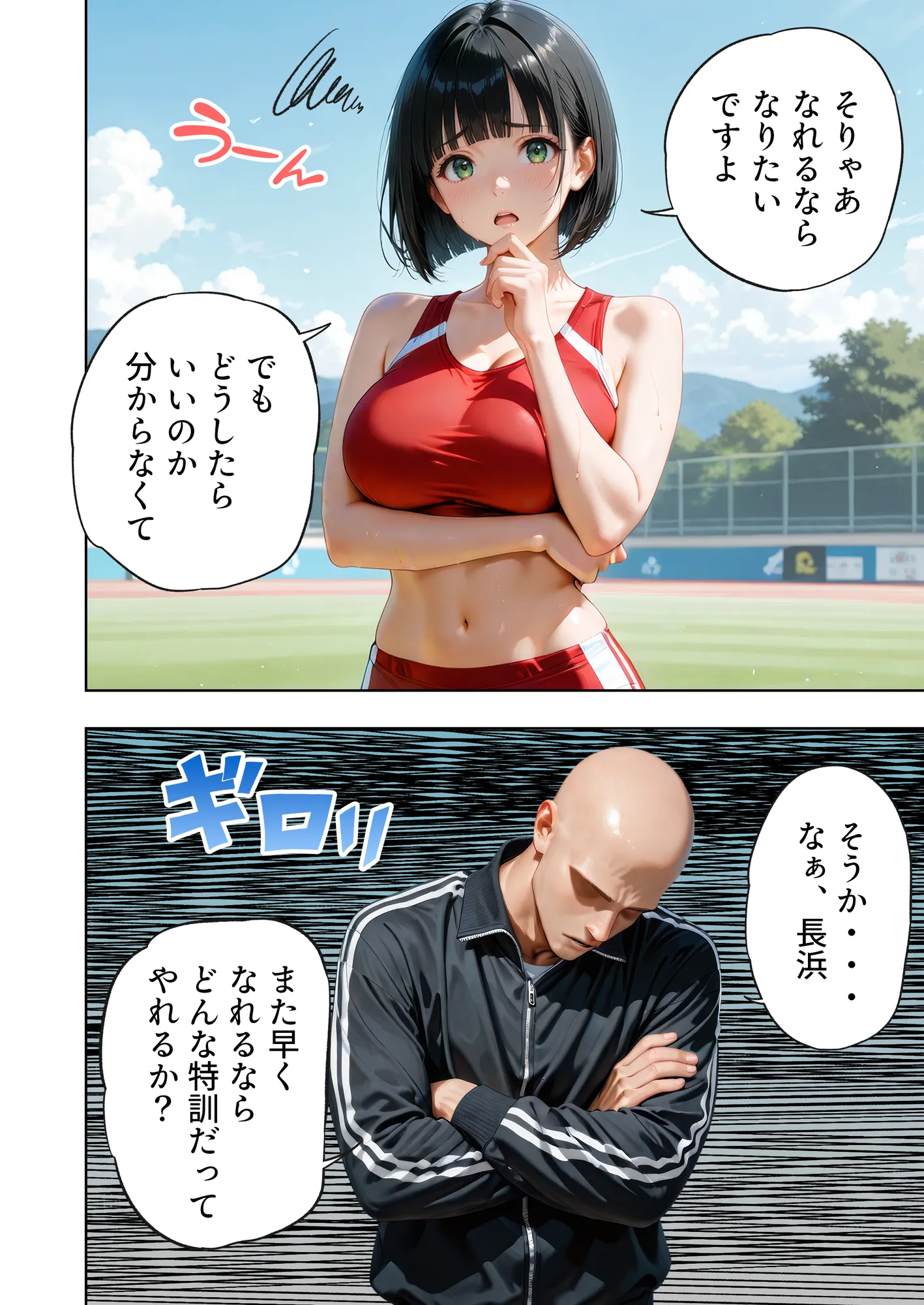 巨乳が暴れて走れませんッ！ 補欠落ちした陸上部元エースがコーチに秘密の特訓を指導してもらう話 - 57ページ