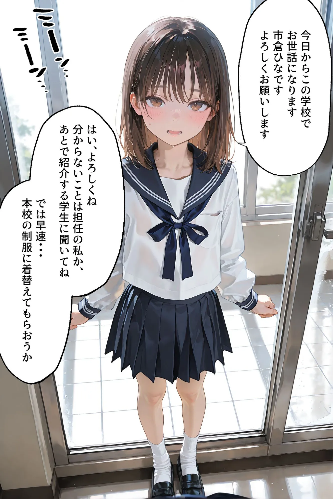 護謨学院『ラバーセーラー服着用レッスン』細身の女子生徒を包むボディスーツと滲む汗が滴る学生服 - 2ページ