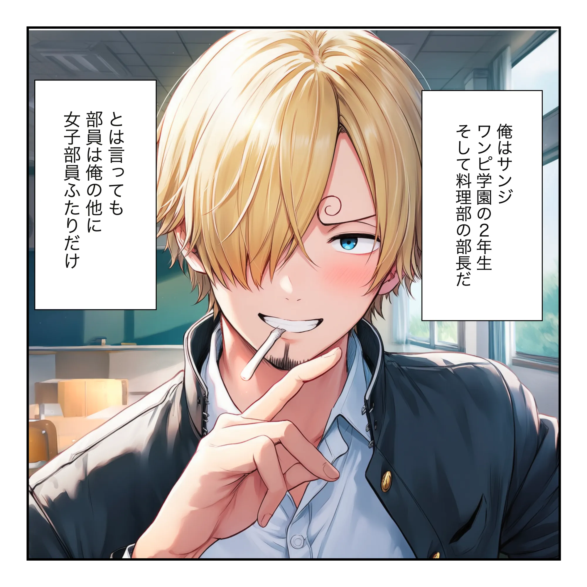 【ワンピ学園ハーレム】美女とサンジの制服えっち（ナミ・ボニー・ビビ） - 1ページ